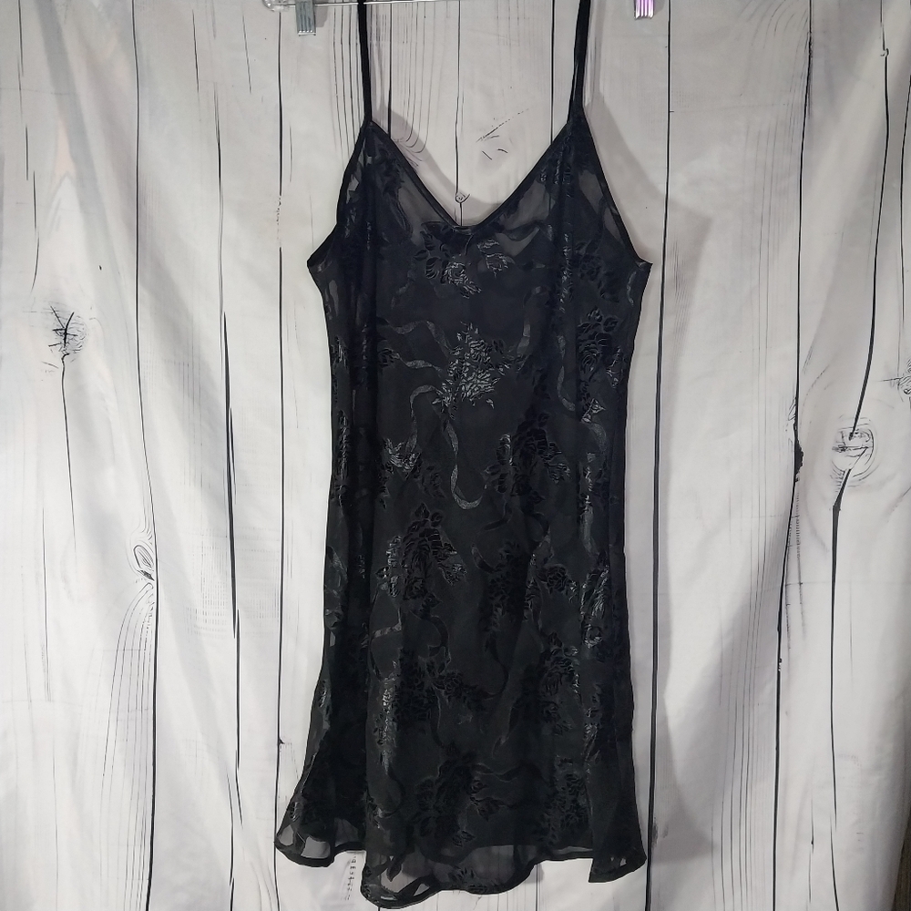 Shirley Of Hollywood V-Neck Sheer Slip Nightgown